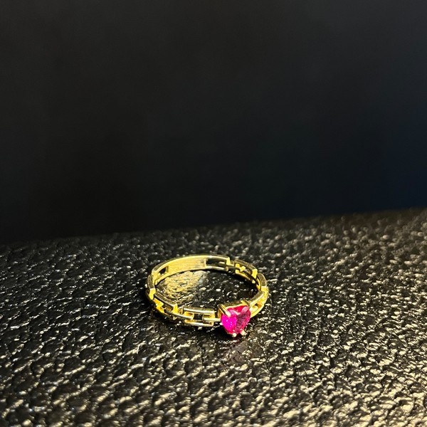 Anillo Rubí Corazón Banda Cadena